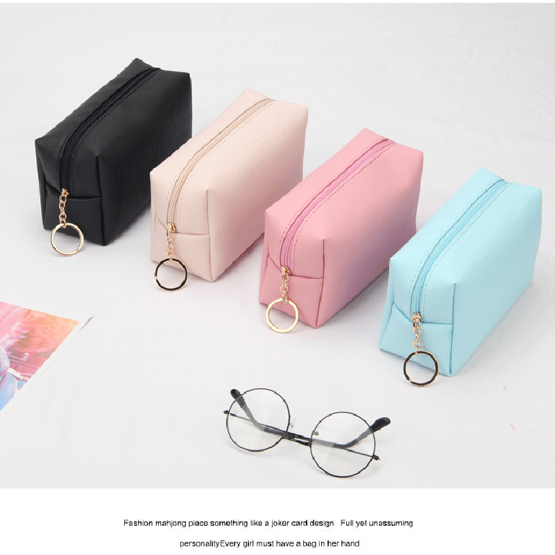 PU Leather Makeup Bag Cosmetic Zipper Pouch with Lining inside 50-Pack