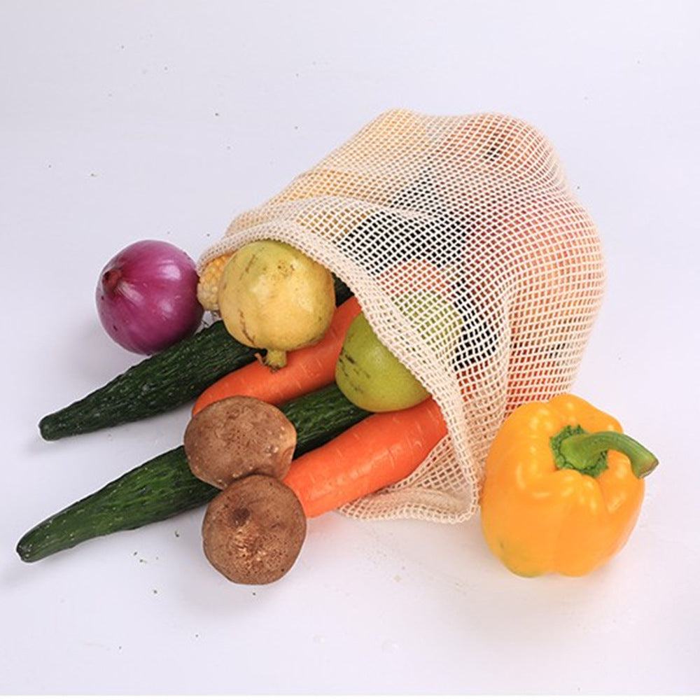 Reusable Cotton Mesh Produce Bags with Drawstring 12-Pack