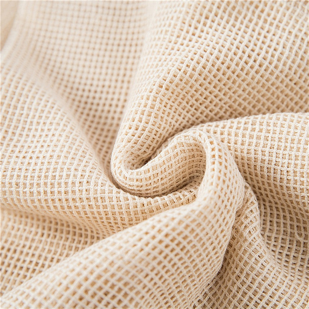 Reusable Cotton Mesh Produce Bags with Drawstring 12-Pack