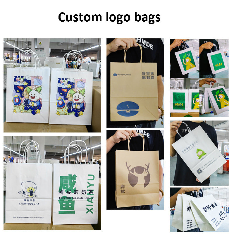 Custom Kraft Paper Gift Bags with Logo- 1000Pack
