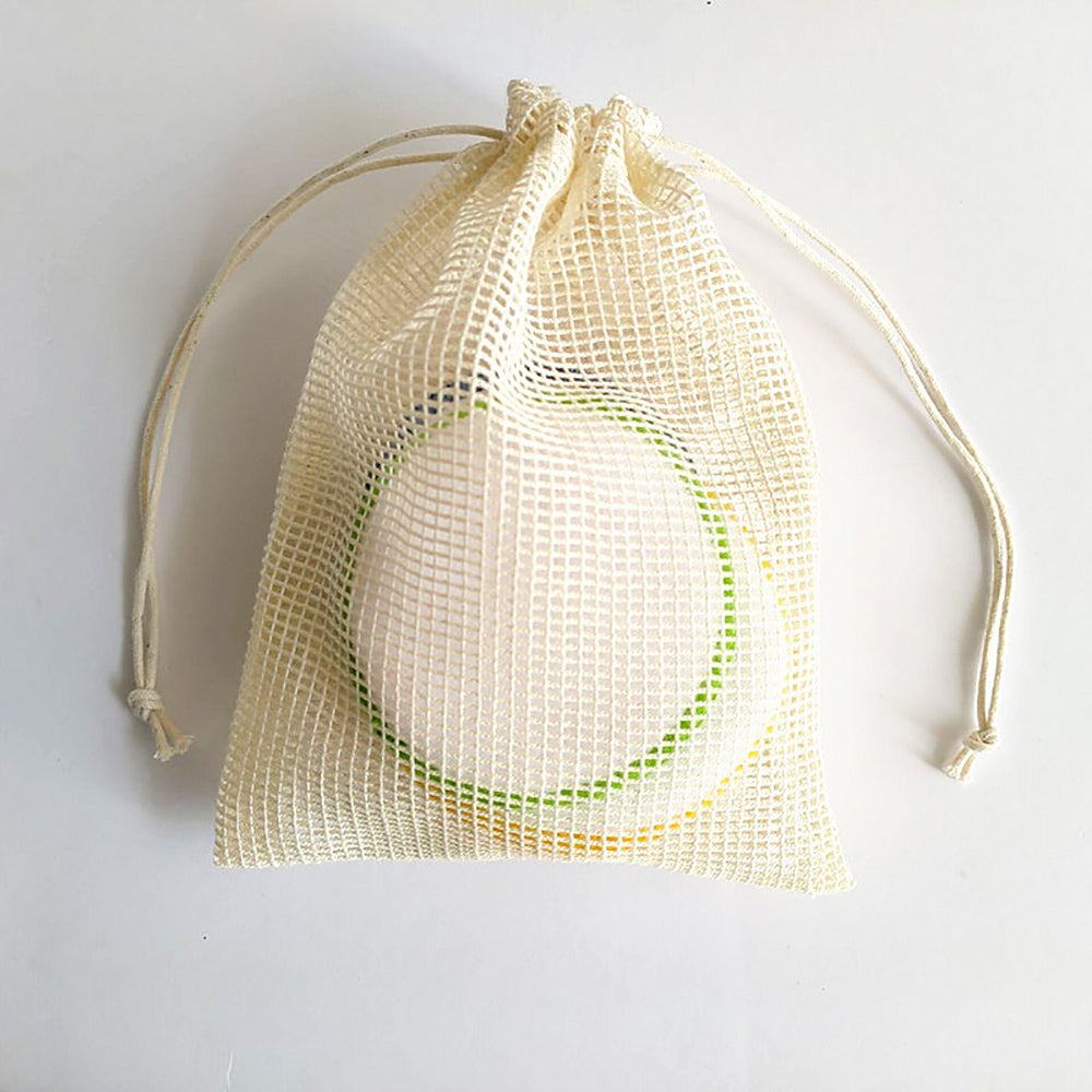 Reusable Cotton Mesh Produce Bags with Drawstring 12-Pack