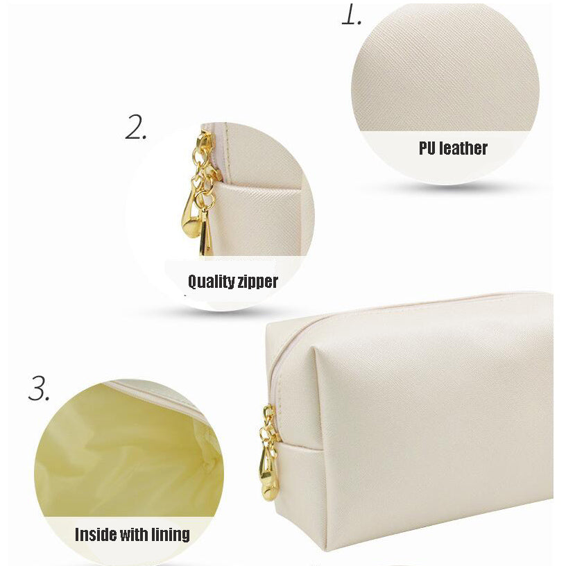 PU Leather Makeup Bag Cosmetic Zipper Pouch with Lining inside 50-Pack
