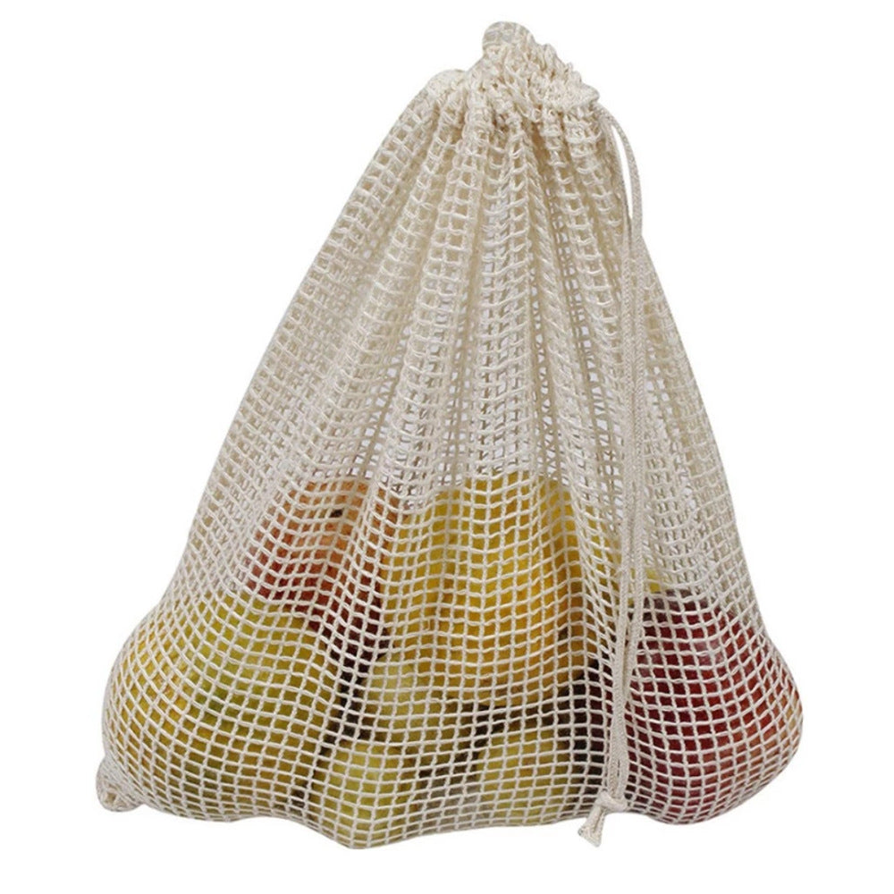 Reusable Cotton Mesh Produce Bags with Drawstring 12-Pack