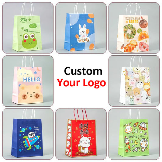 Custom Kraft Paper Gift Bags with Logo- 1000Pack