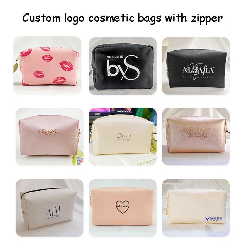 Custom Makeup Bag with Zipper Personalized Cosmetic Zippered Pouch 500Pcs