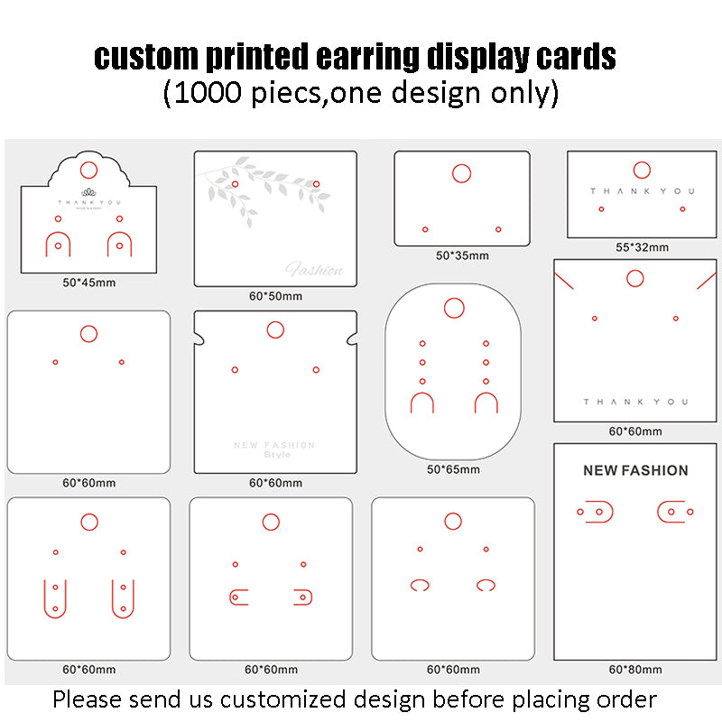 Custom Logo Jewelry Card for Earring Necklace and Ring-1000Pieces